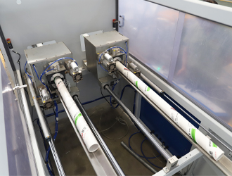 LSDP-75 PVC&nbsp;Dual&nbsp;Pipe&nbsp;Exutrusion&nbsp;Line&nbsp;with Online&nbsp;Film&nbsp;Wrapping